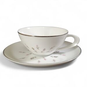 🟢 Sango Japan Fine China Flat Cup & Saucer Set of 2 Boutonniere Pattern 6414